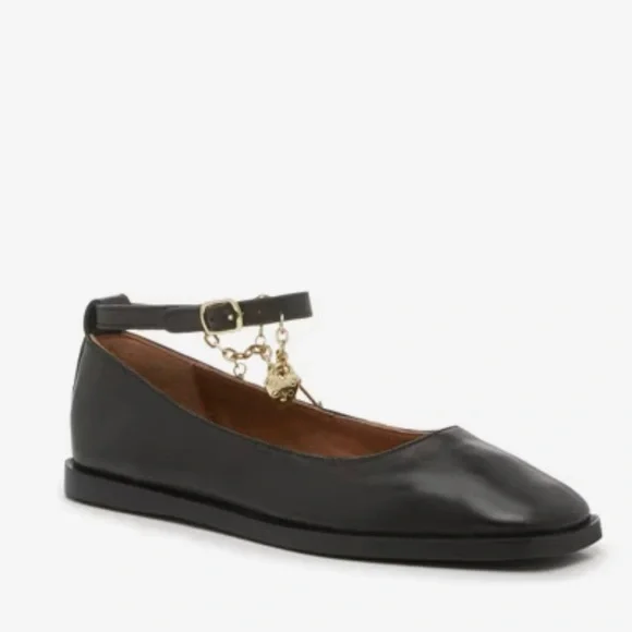 Free People Black Ankle Strap Ballet Flats - Picture 1 of 9